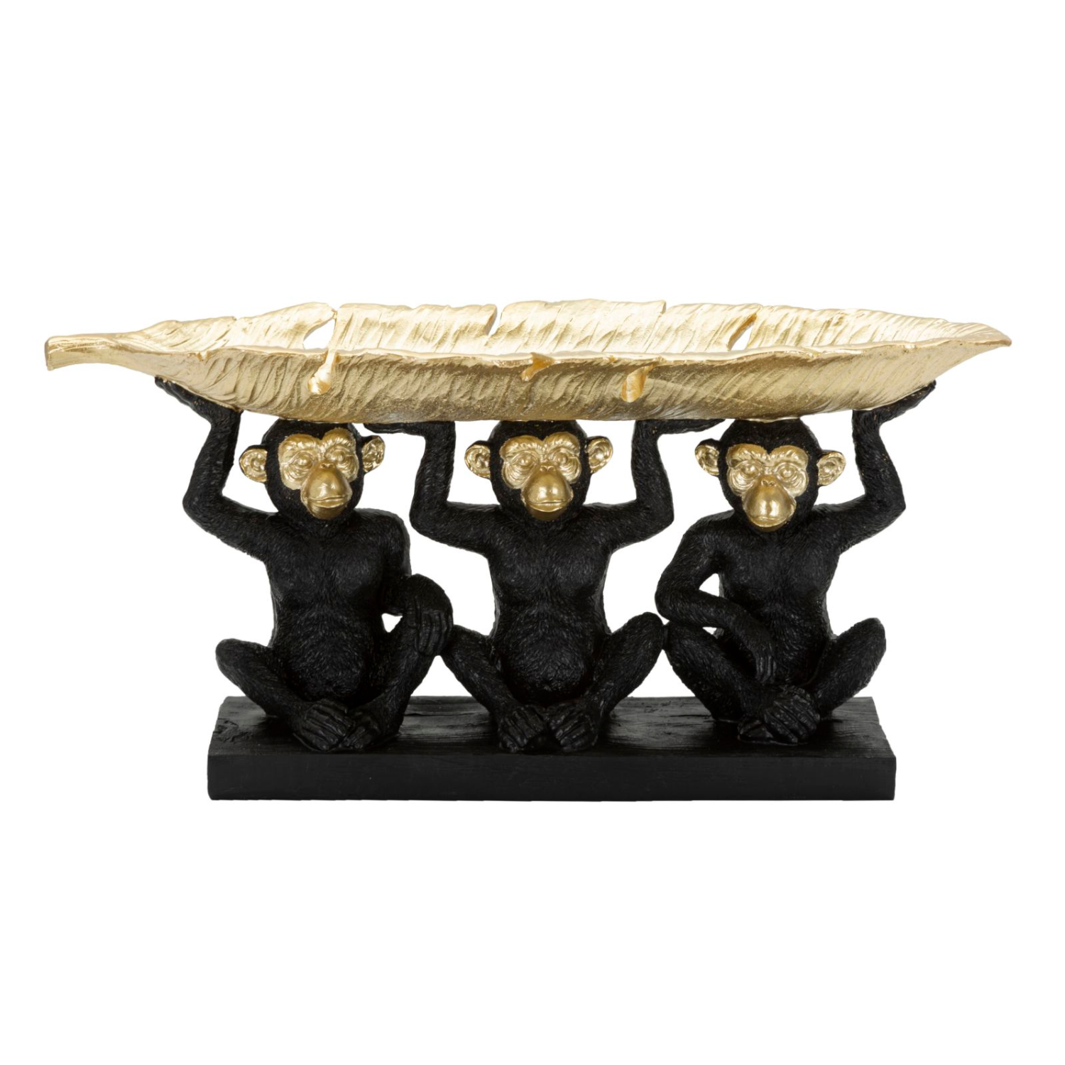 Affen-Trio mit Schale. H: 35cm.