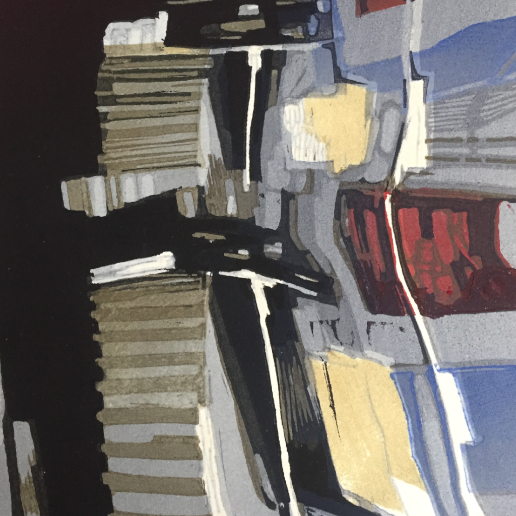 Detailansicht Lithographie Bohrturm