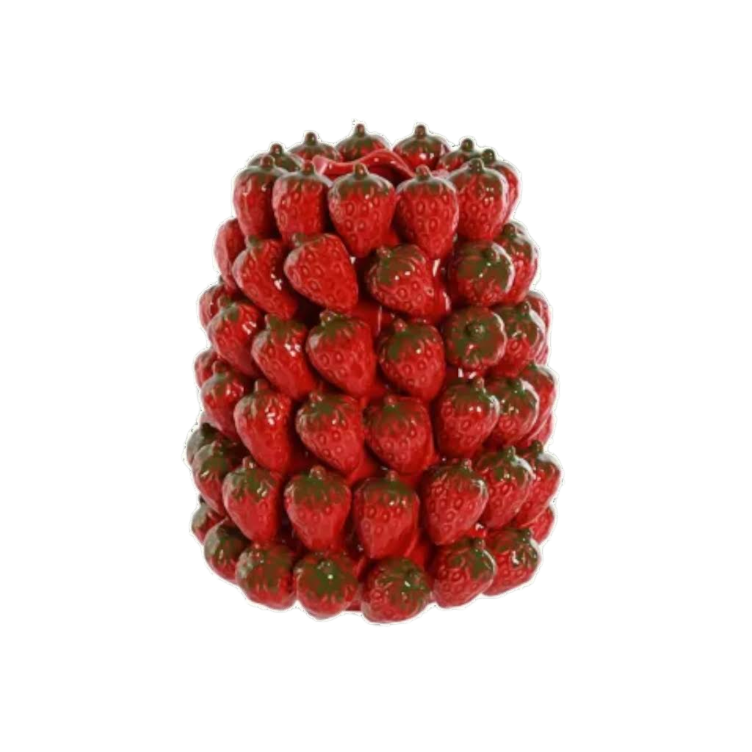 Steingutvase mit Erdbeeren, Höhe 28,5cm.