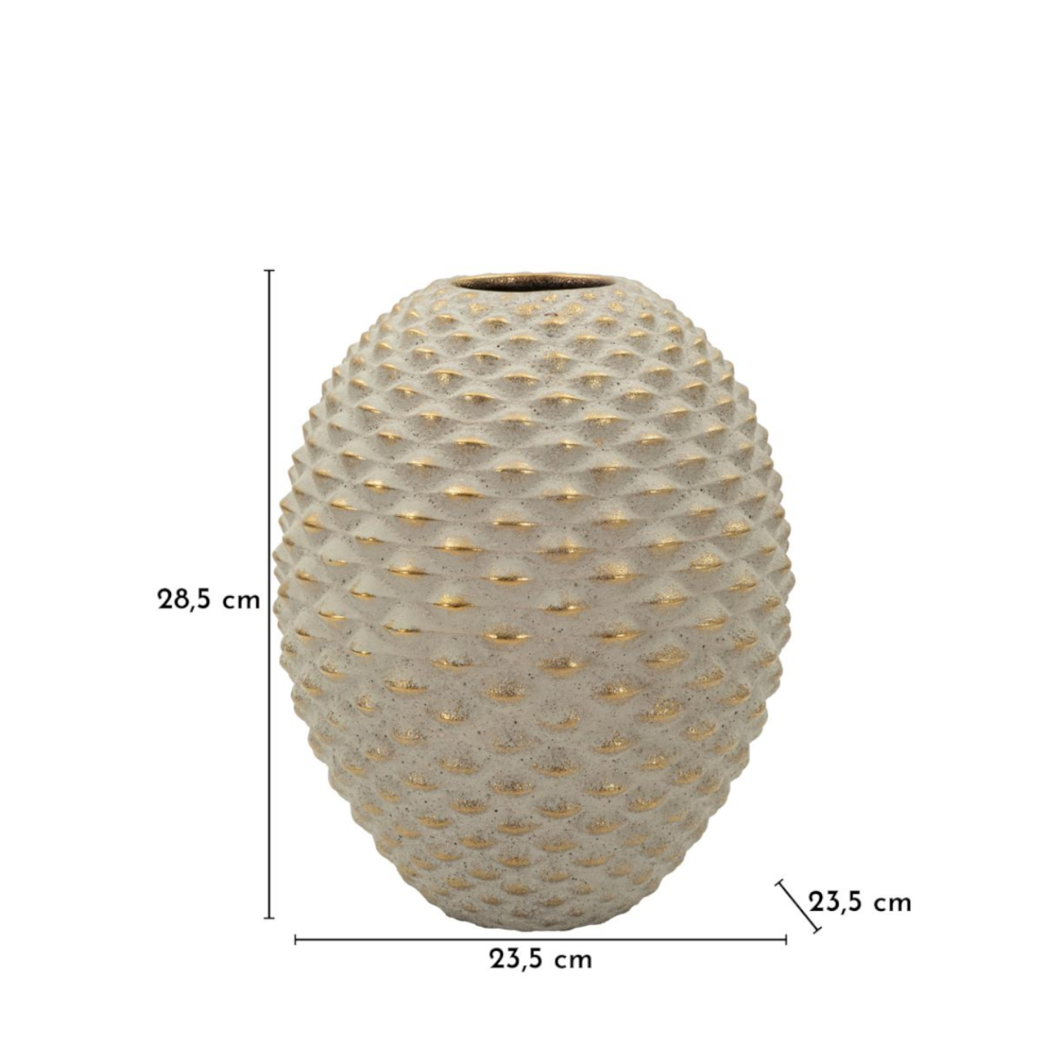 Vase Pepitas. Grau / Gold, Höhe 28,5cm.