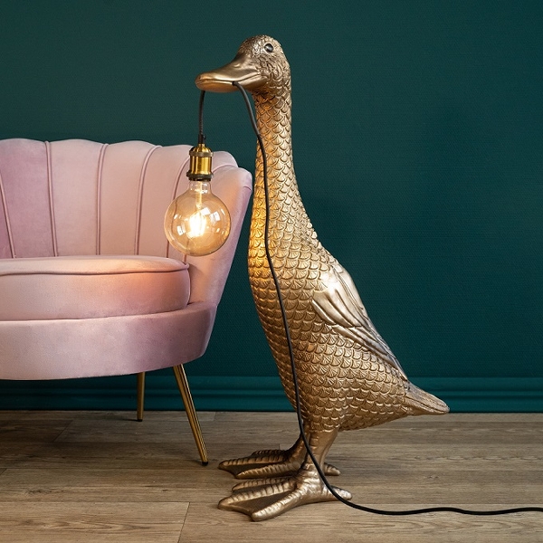 Stehleuchte goldene Ente