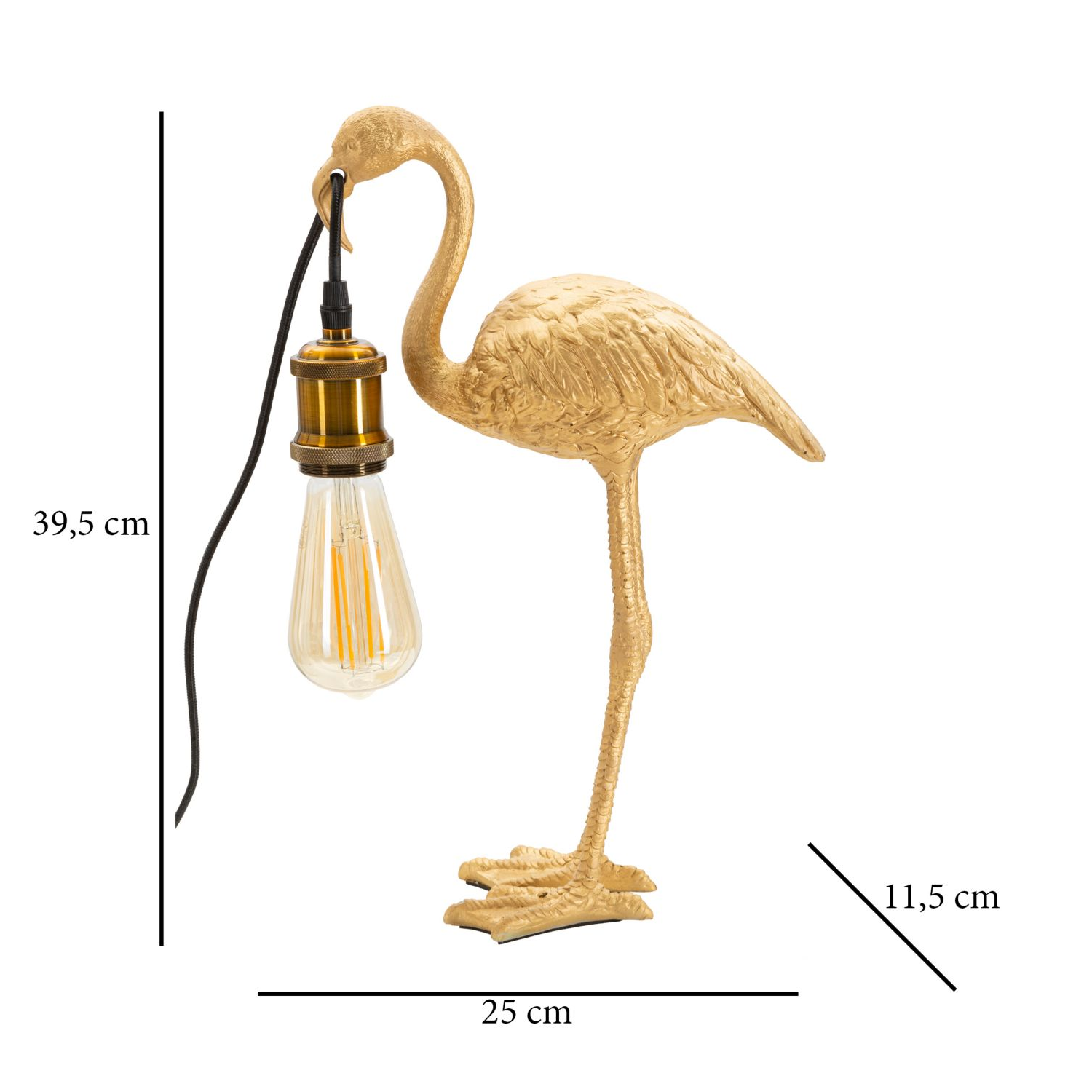 Goldener Flamingo Tischleuchte, Höhe: 39,5cm.