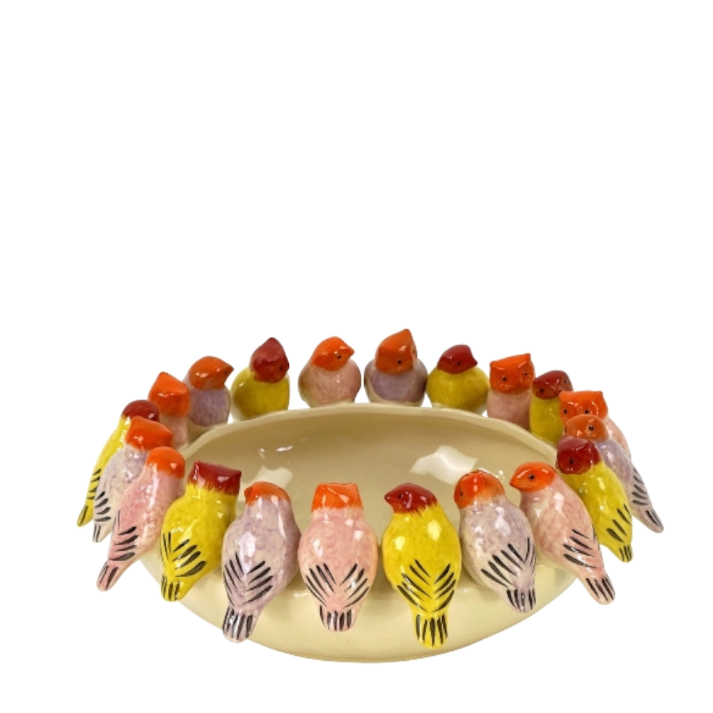Schale mit vielen vögelchen am rand