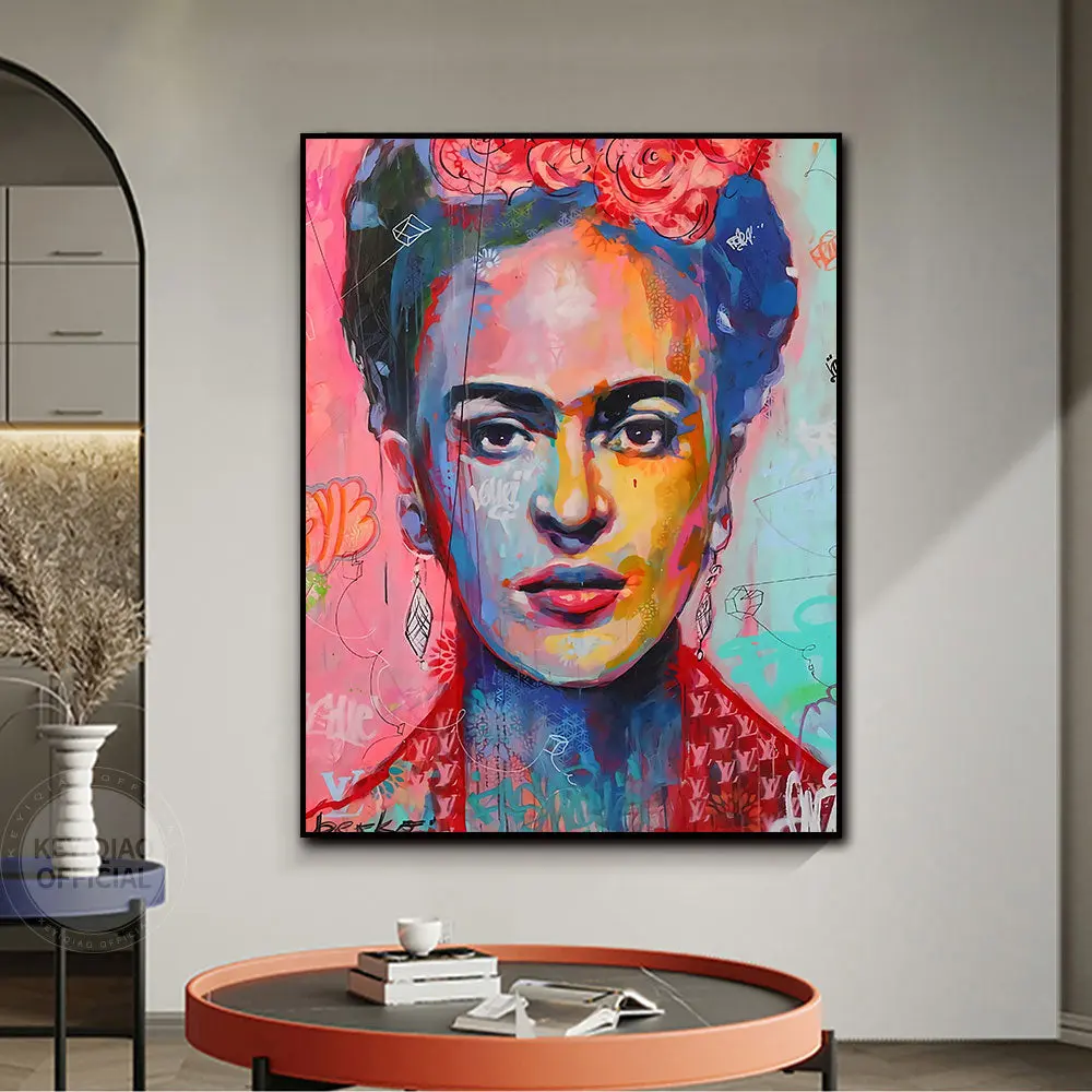 Gemälde "Frida Kahlo". H: 70cm.