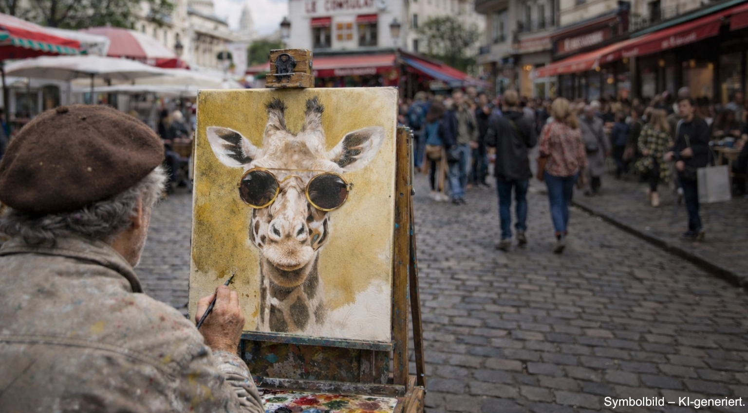 Illustration eines Malers an einer Staffelei (KI-generiert)