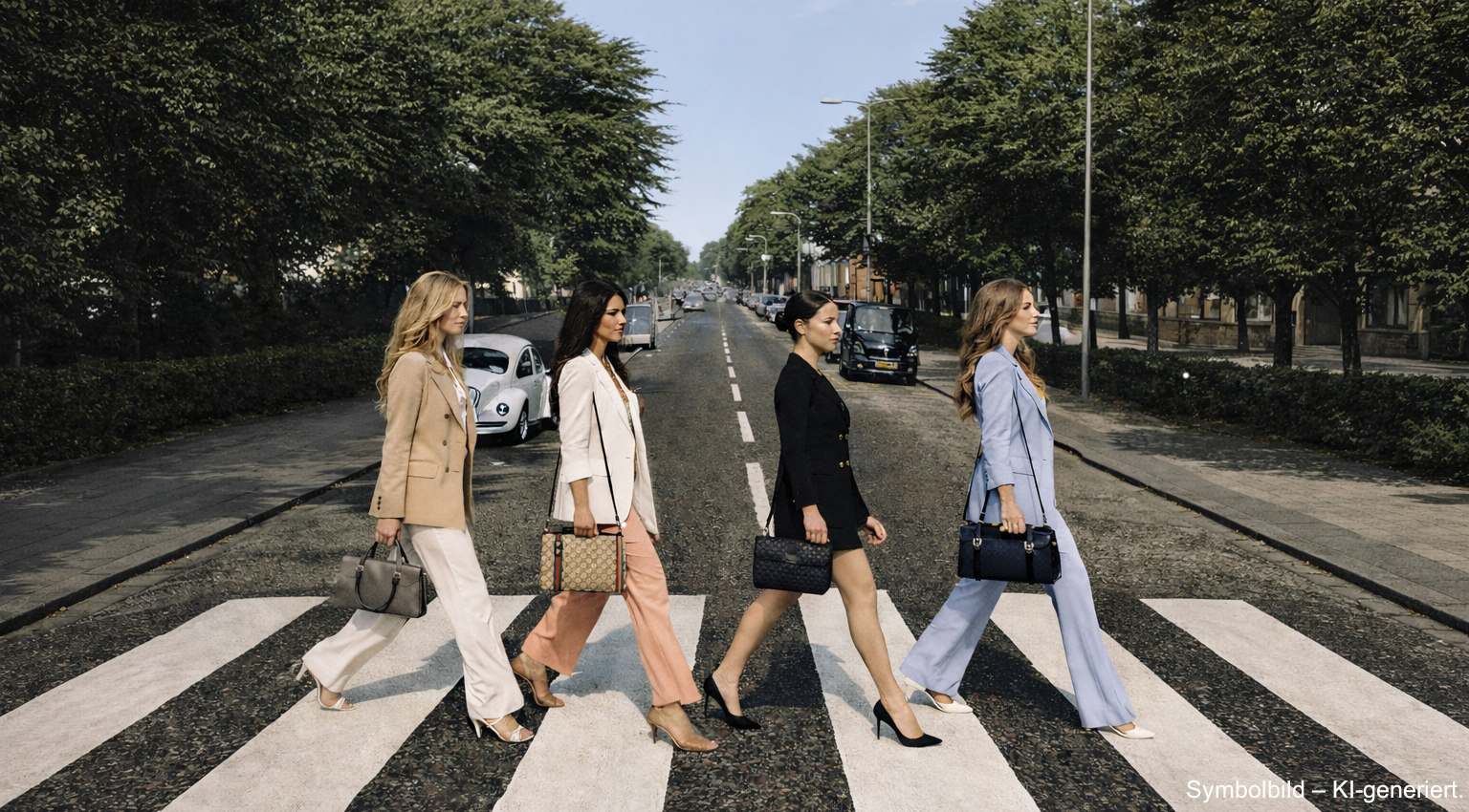 Junge Frauen mit Handtaschen (KI-generiert)