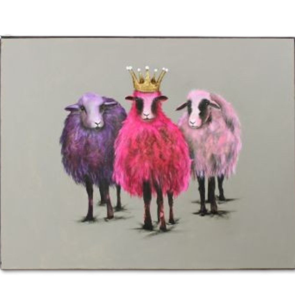 Gemälde "Royal Sheep", handgemalt, 100cm x 80cm