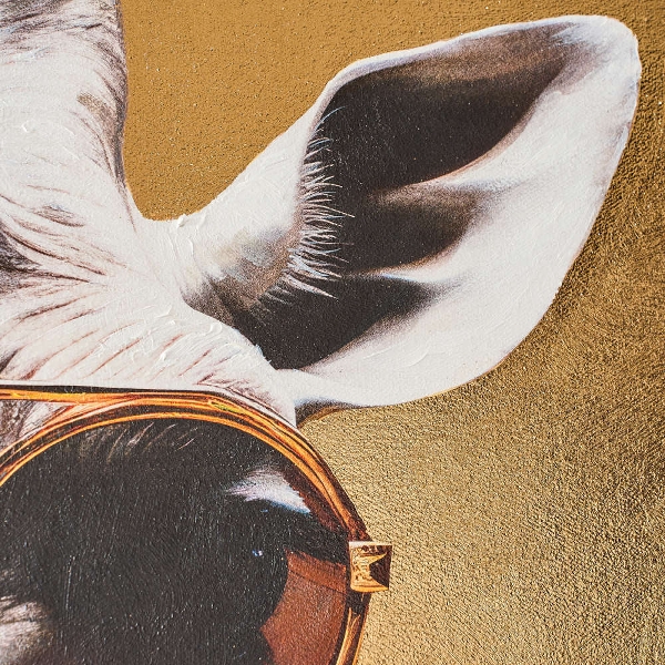 Gemälde Golden Giraffe Deatil Ohr und Brille