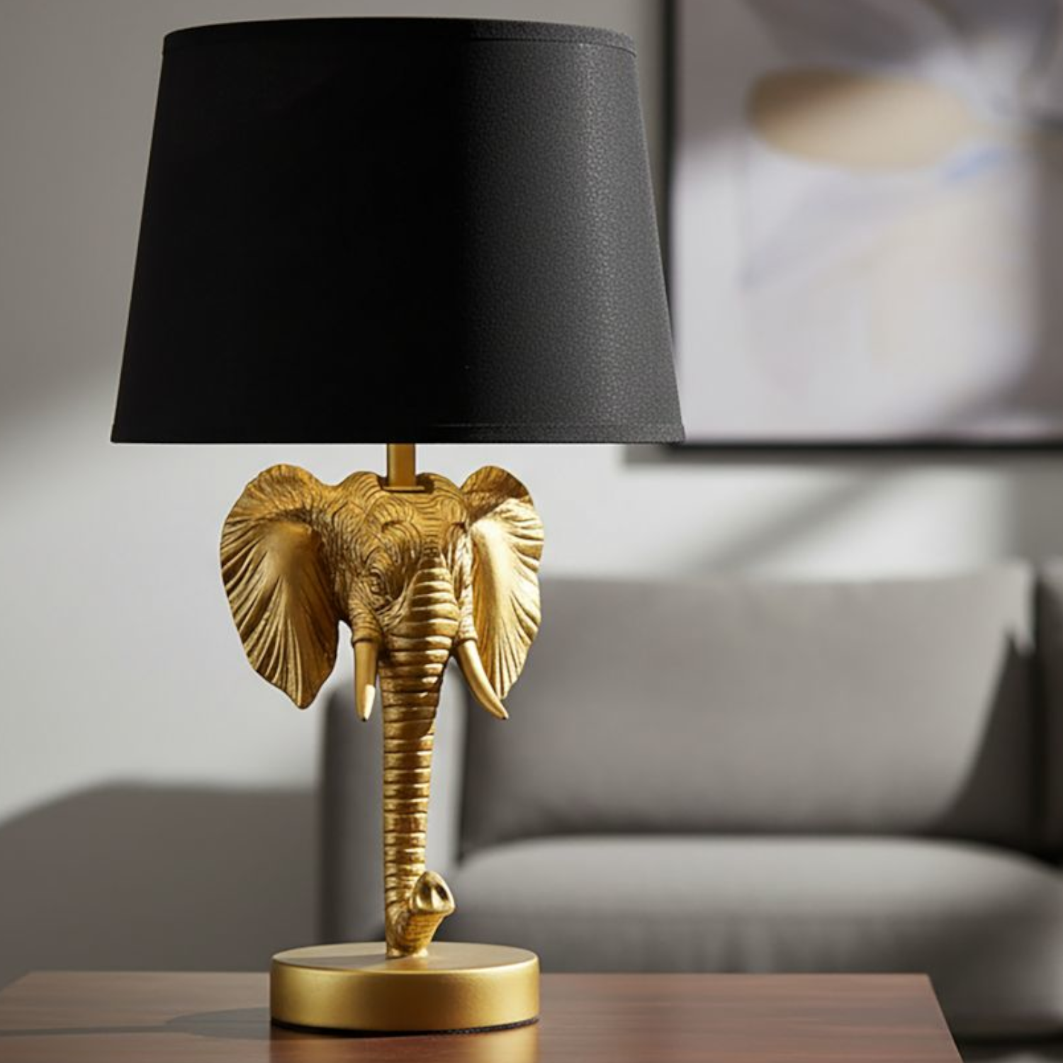 Tischleuchte Elefant Mini Gold/Schwarz H: 43cm