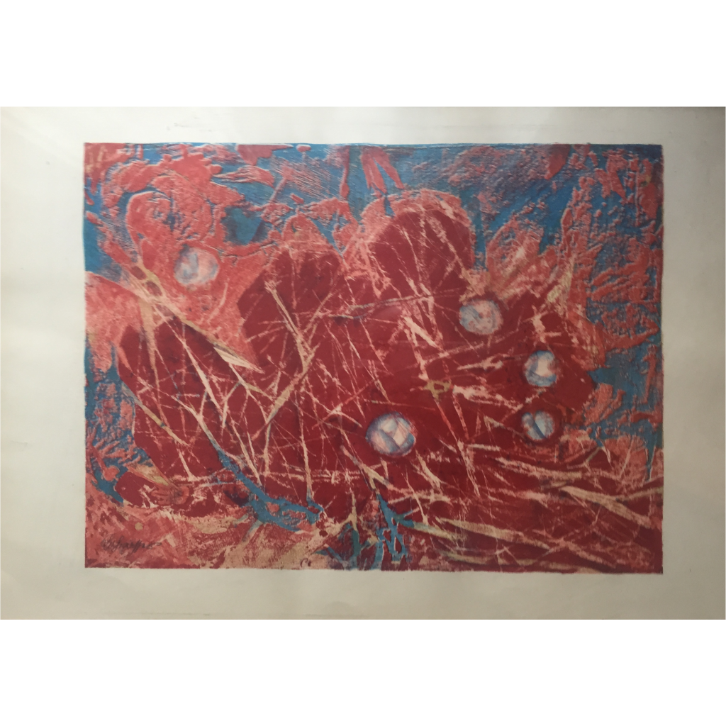 Lithografie "Mors damascin", rot.