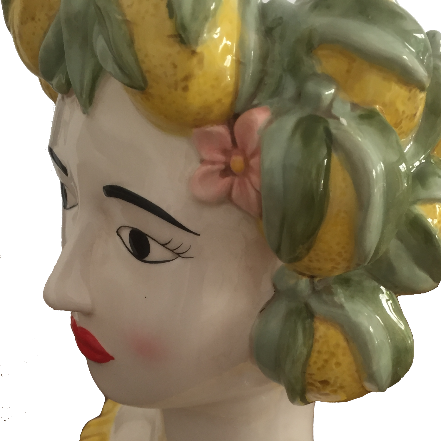 Sizilianische Frauenbüste, Keramikvase "Lady Lemon", H: 34,00cm gelb/grün von Werner Voss