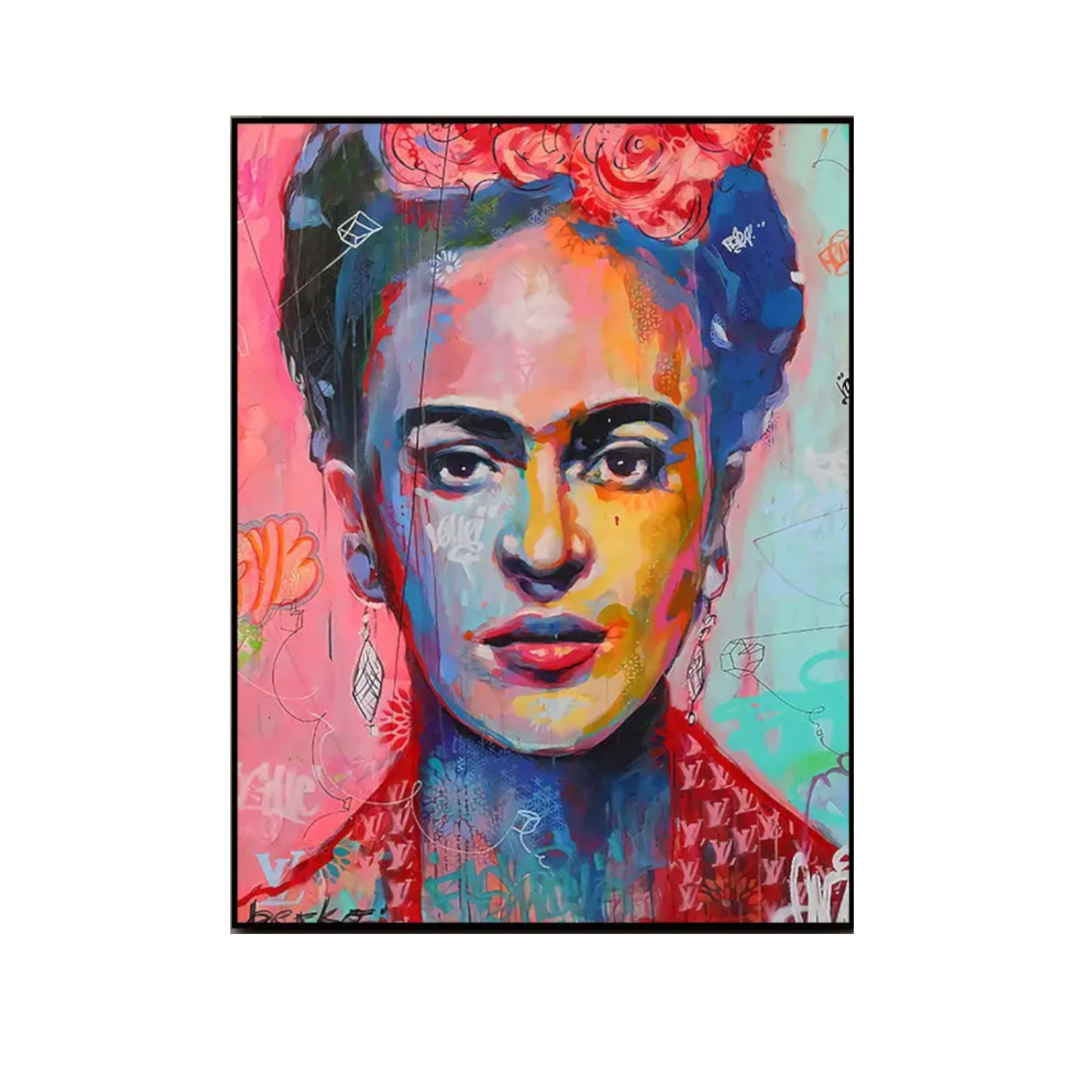 Gemälde "Frida Kahlo". H: 70cm.