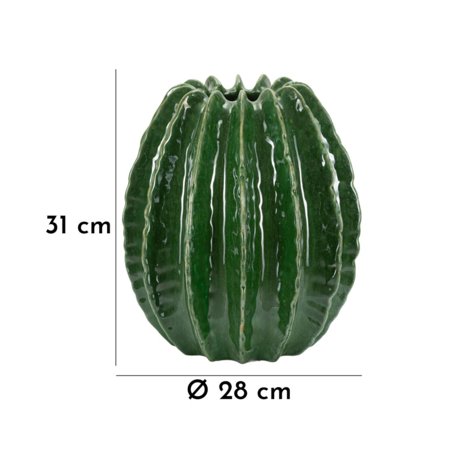 Keramikvase "Großer grüner Kaktus", H: 31cm.