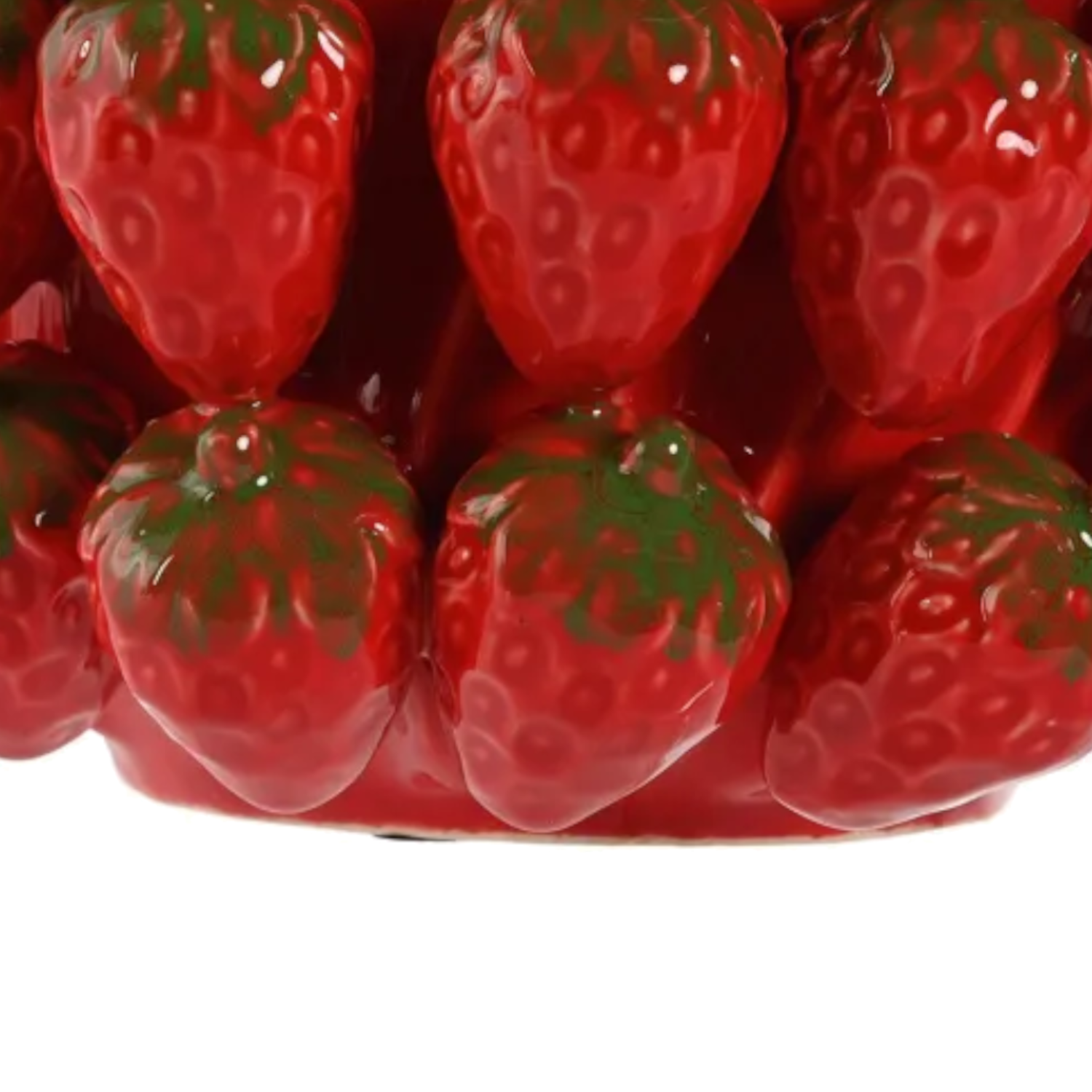 Steingutvase mit Erdbeeren, Höhe 28,5cm.