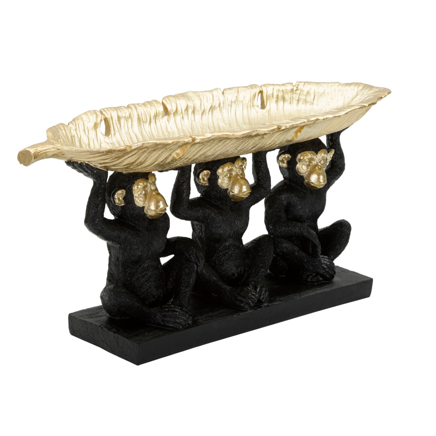 Affen-Trio mit Schale. H: 35cm.