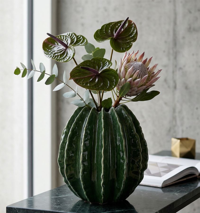 Keramikvase "Kleiner grüner Kaktus", H: 24,5cm.