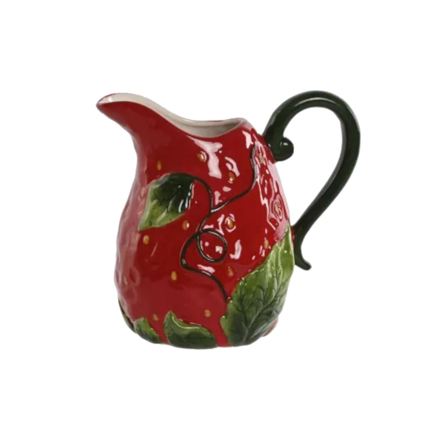 Steingutkrug Erdbeerrot, Höhe 22cm.