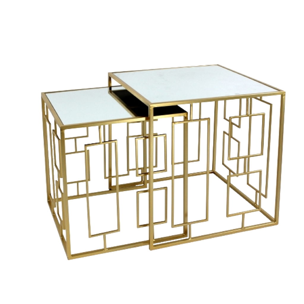 Beistelltisch Art Deco, gold weiss