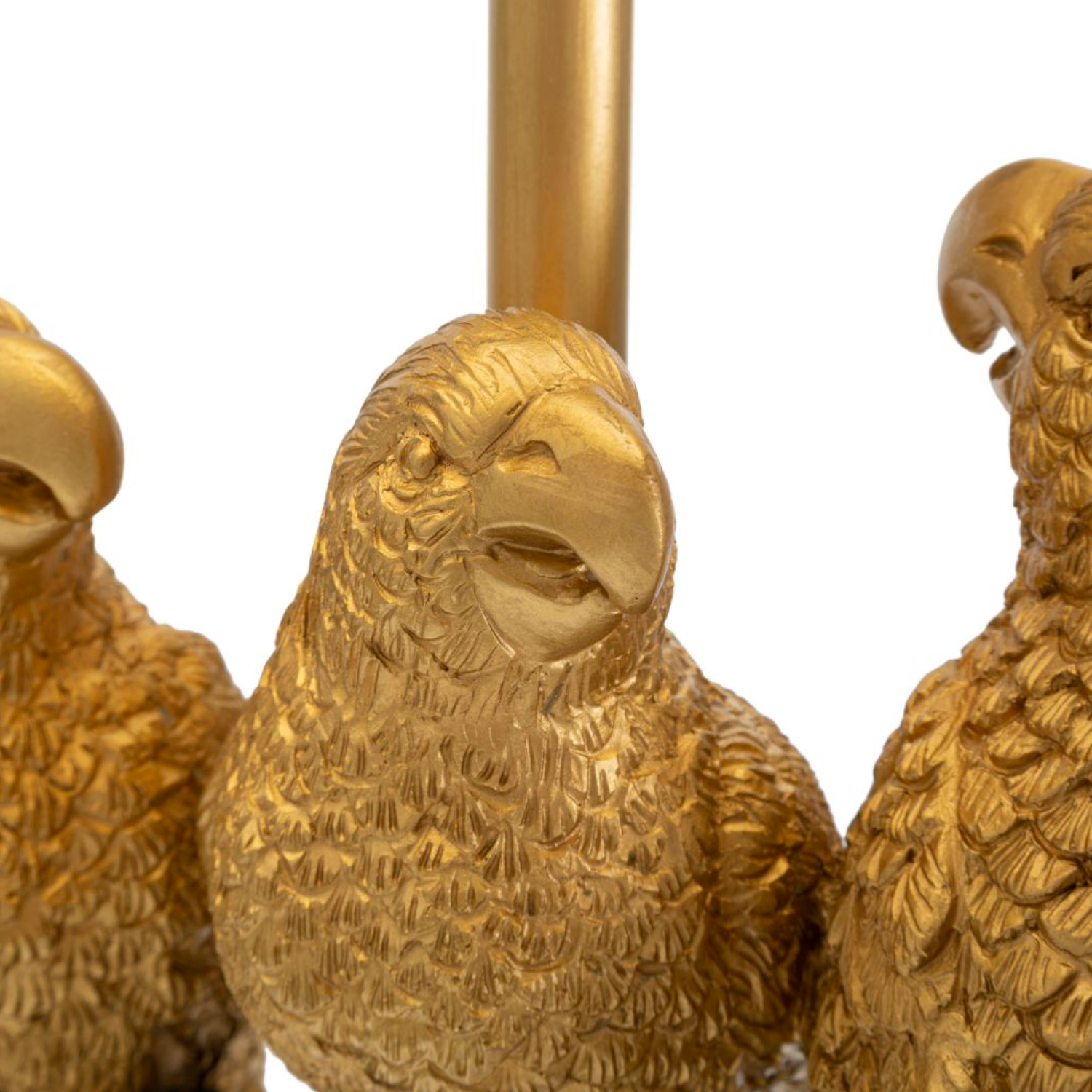 Tischleuchte mit Papageien. XL. Höhe: 62,5cm. gold/schwarz.