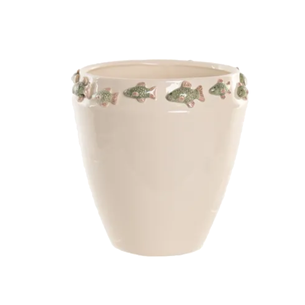 Keramikvase mit kleinen Fischen, Höhe 25,5cm.