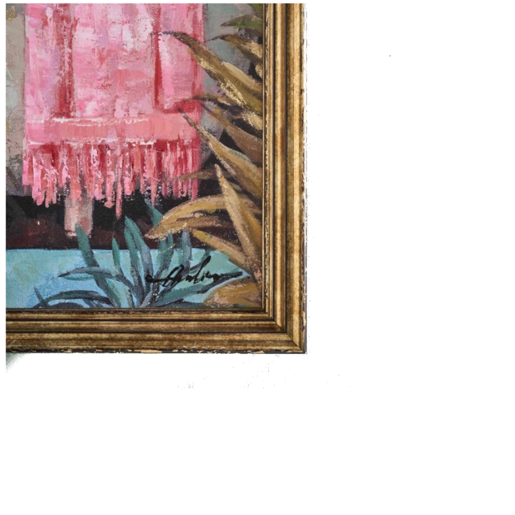 Gemälde Zebra in Badewanne Signatur