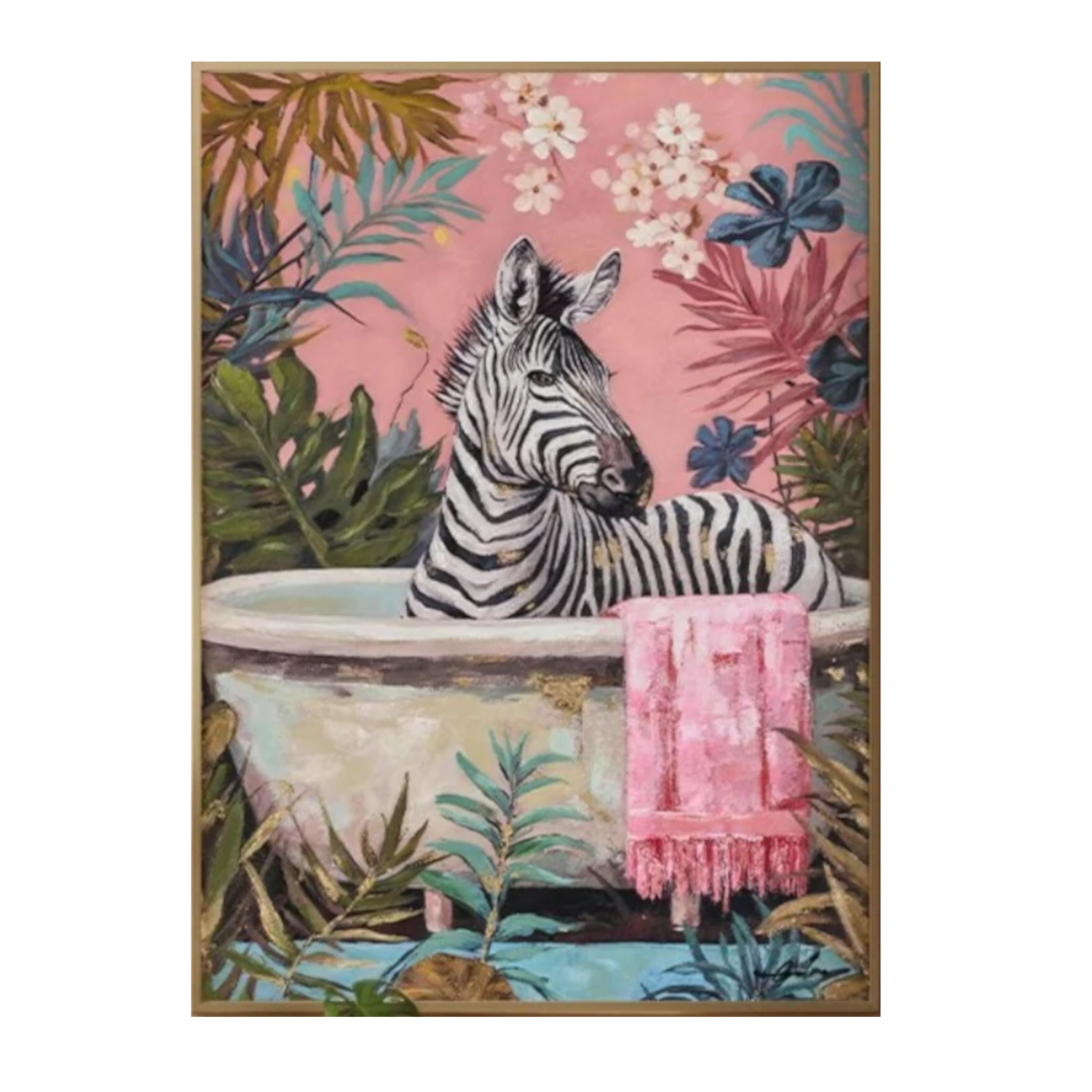 Leinwandbild "Zebra´s Bathtub", Zebra in der Wanne. H: 70cm.