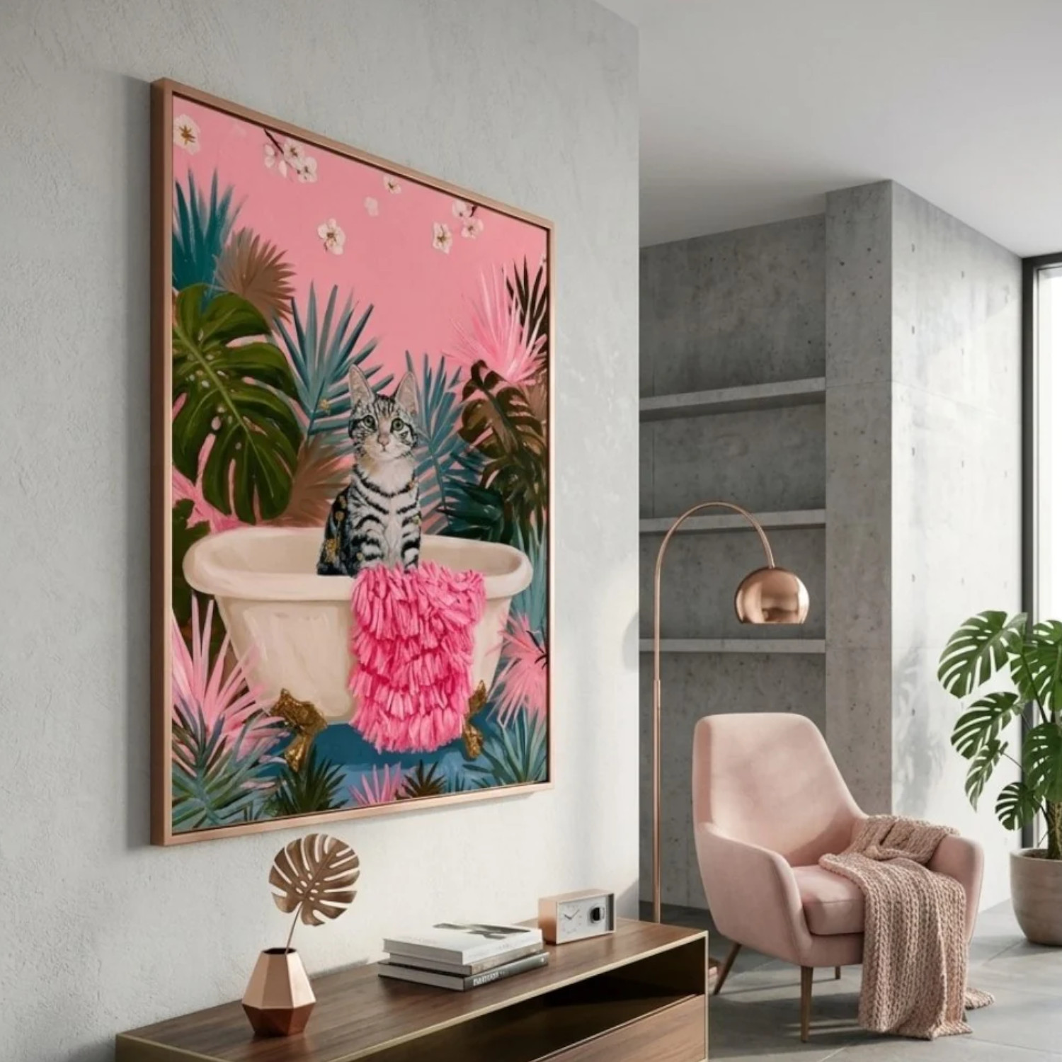 Leinwandbild "Cat´s Bathtub", Katze in der Wanne. H: 70cm.