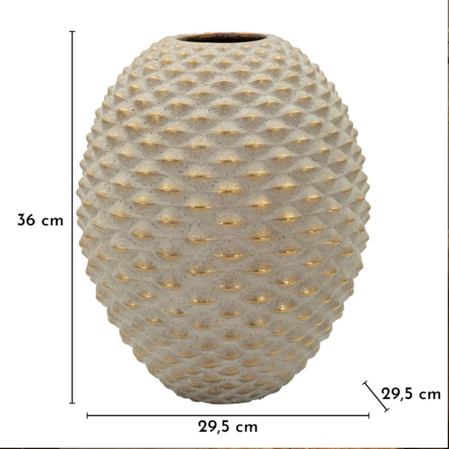 Vase Pepitas. Grau / Gold, Höhe 36cm.