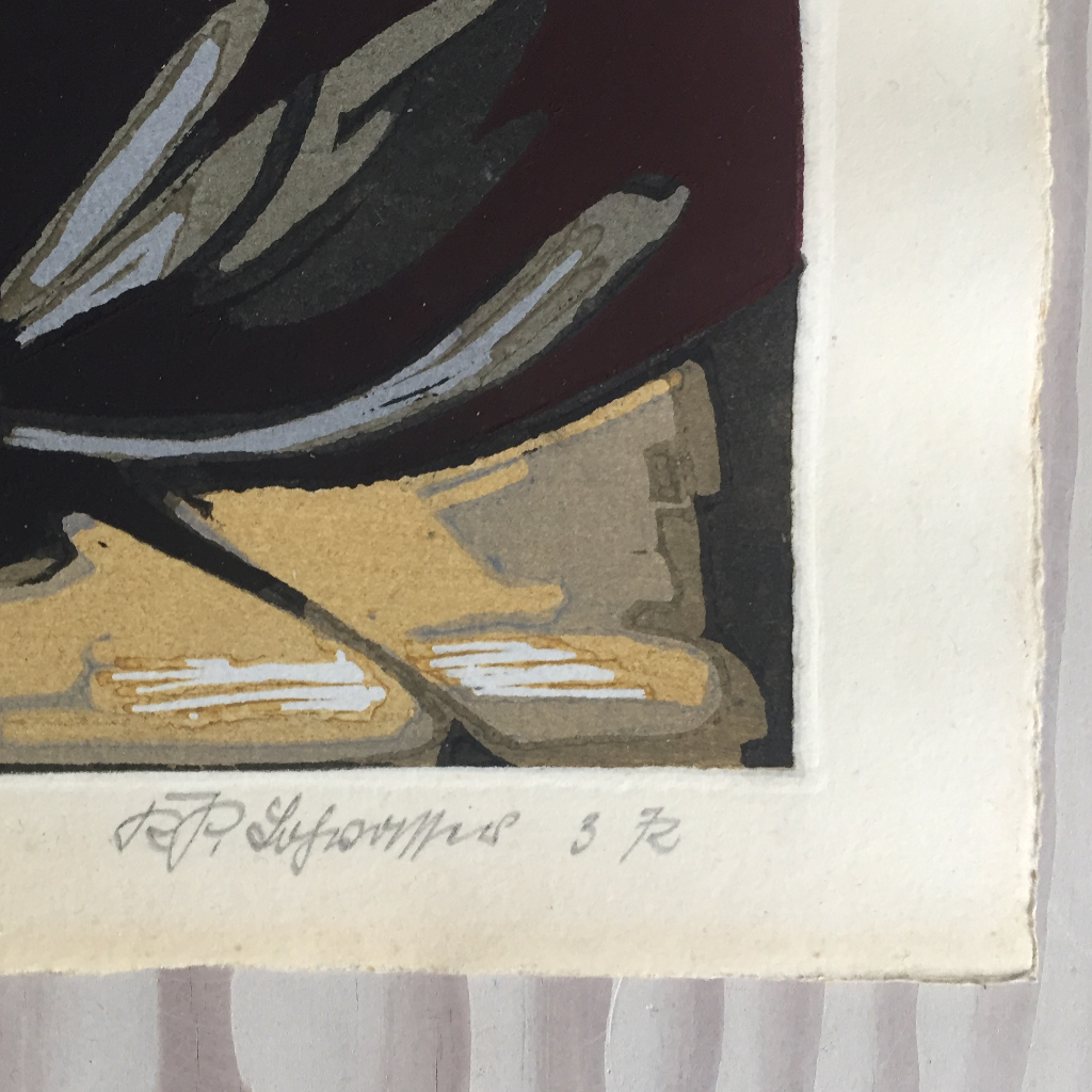 Signatur der Lithographie Bohrturm