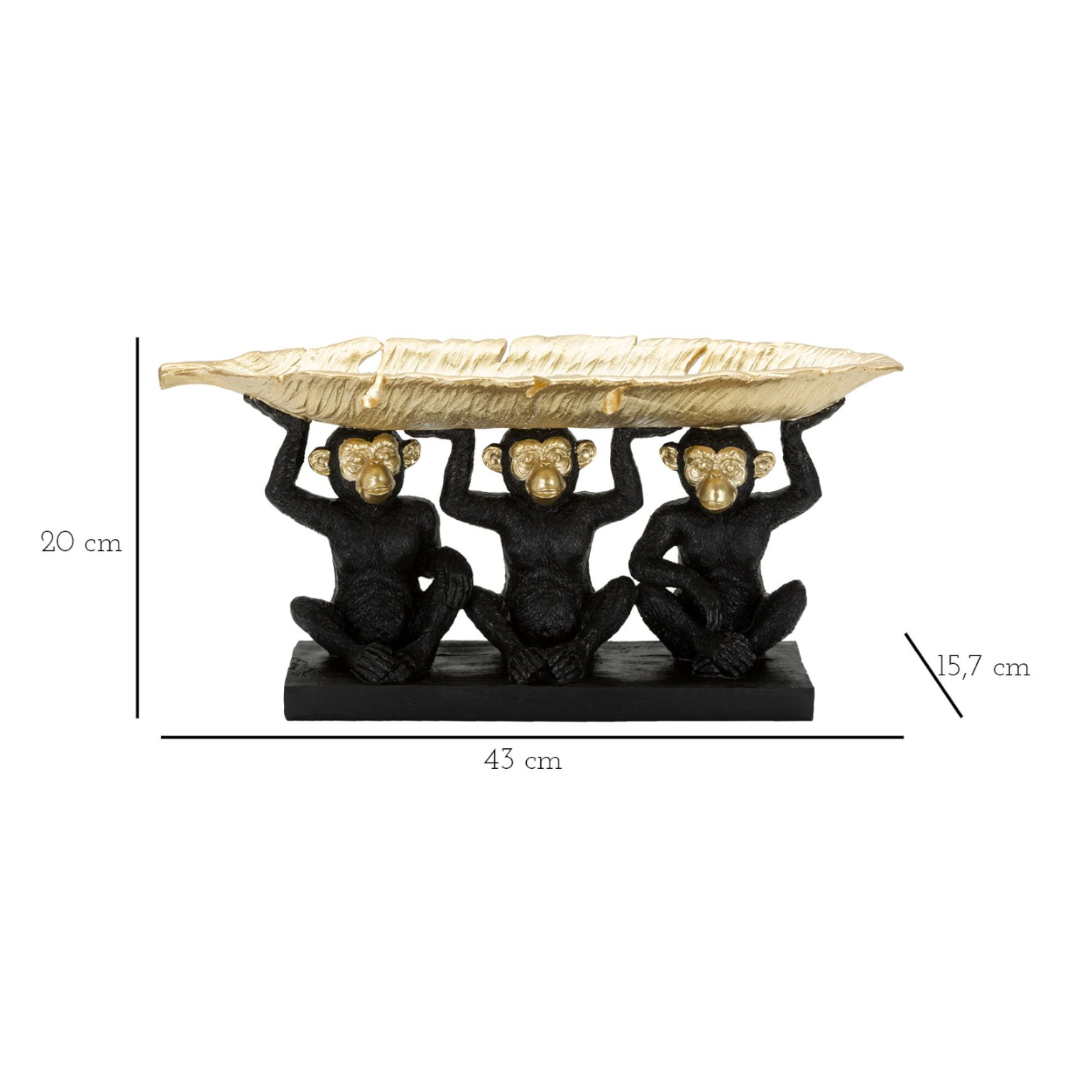 Affen-Trio mit Schale. H: 35cm.