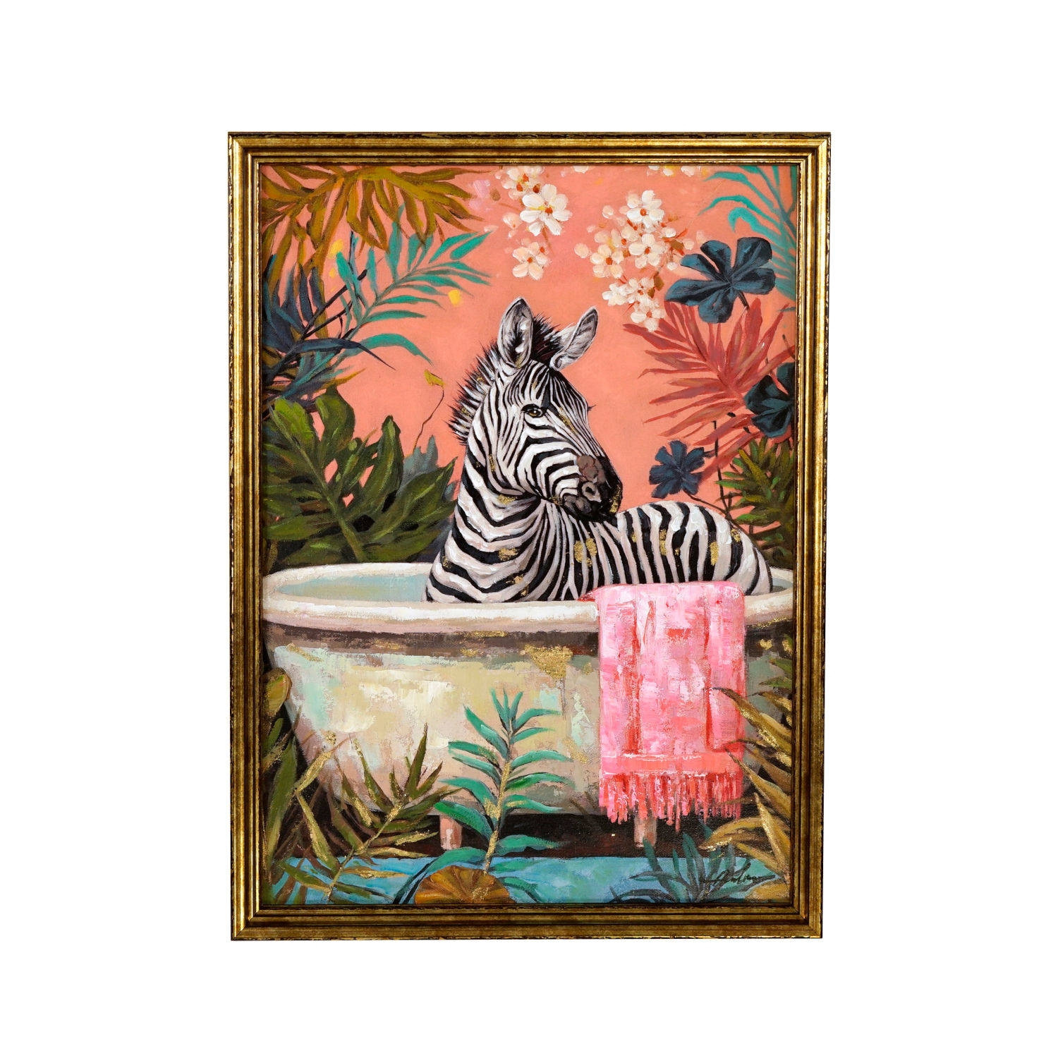 Acrylbild "Zora´s Bathtub", Zebra in der Wanne. H: 75cm.