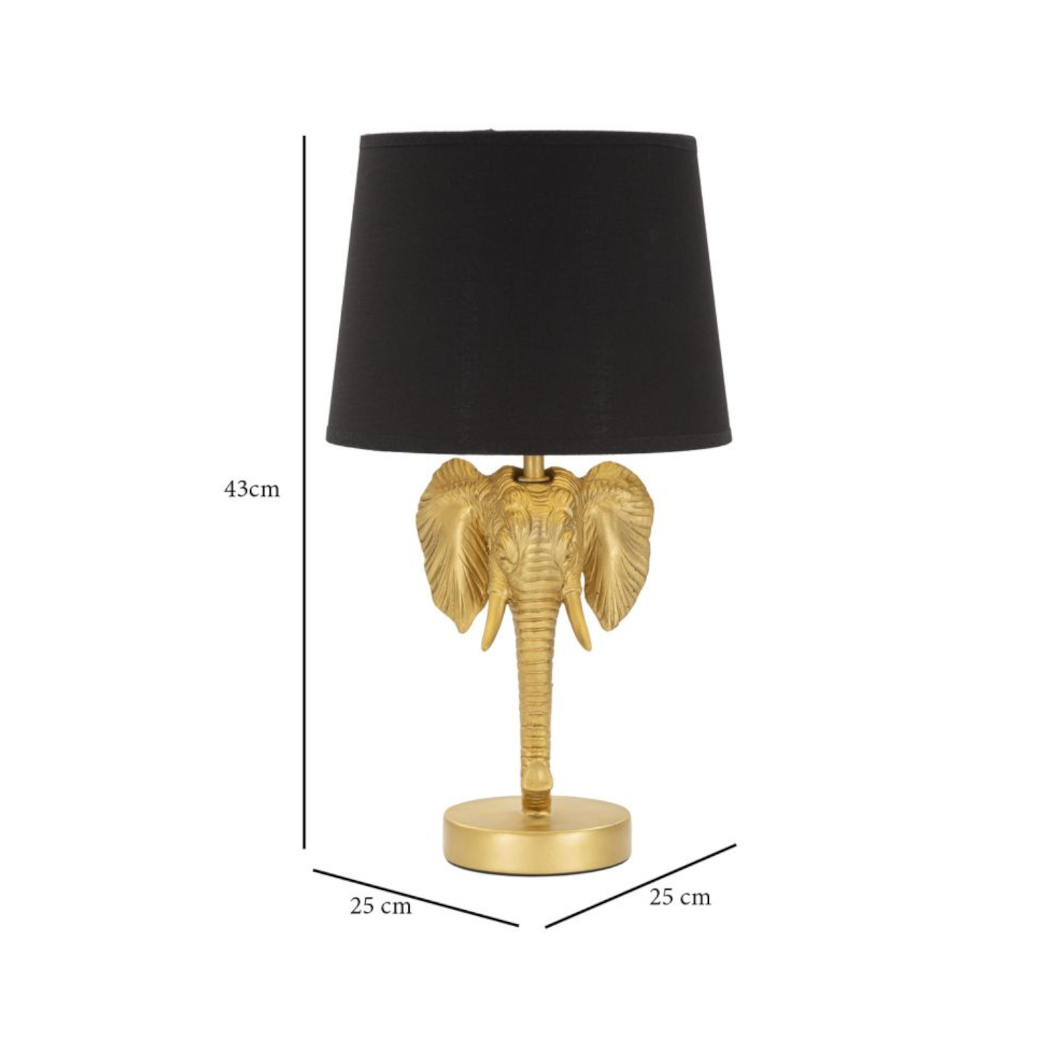 Tischleuchte Elefant Mini Gold/Schwarz H: 43cm